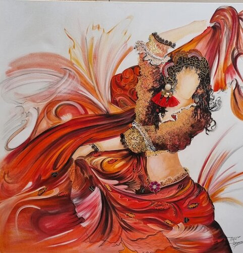 fLAMENCA GITANE ROUGE di Maryse Demarets, Pittura in vendita su Singulart