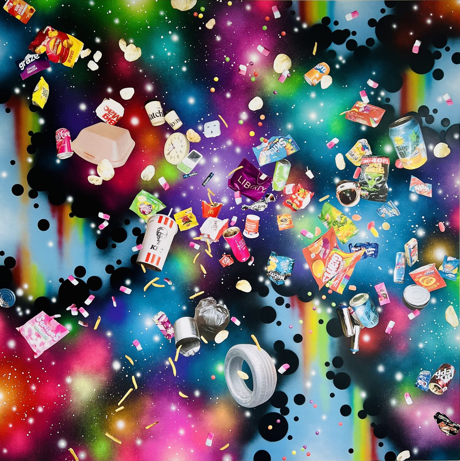 Cosmic rainbow rubbish Space Junk