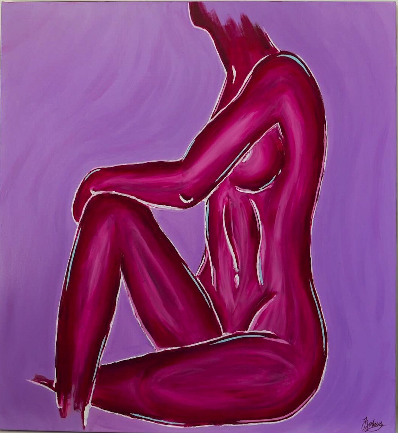 Shyness in Purple Julia Johannvordersielhorst Dipinto originale in vendita