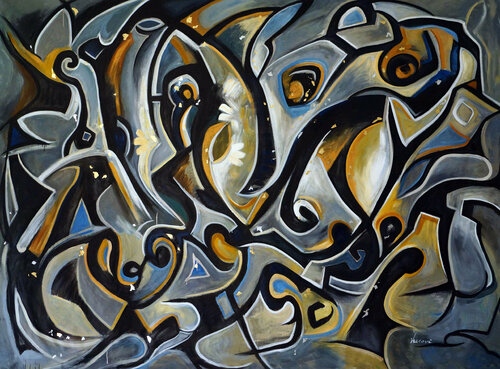 Bénédictions d'or Célestes di Valerie Vescovi, Pittura in vendita su Singulart