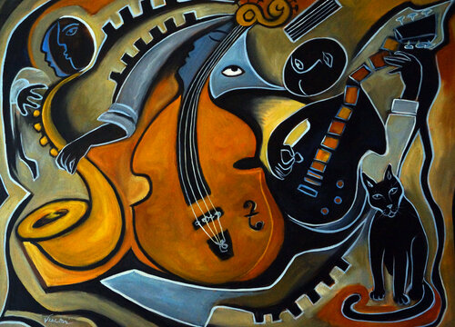 Chats de Jazz di Valerie Vescovi, Pittura in vendita su Singulart