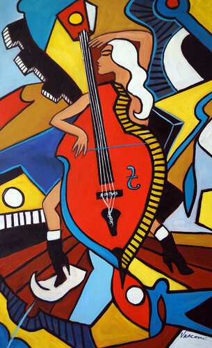 The Pop Cellist 2 di Valerie Vescovi, Pittura in vendita su Singulart
