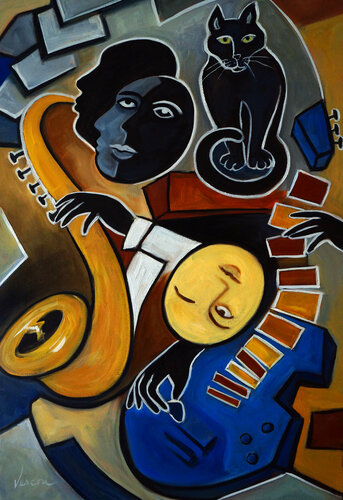 Jazzy Blues di Valerie Vescovi, Pittura in vendita su Singulart