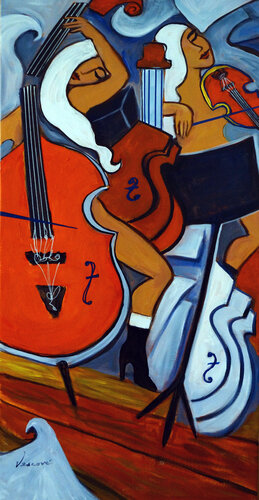 The Red Cello di Valerie Vescovi, Pittura in vendita su Singulart