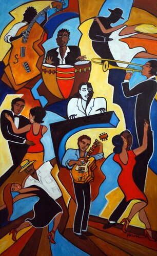 Le Jazz Hot Deux par Valerie Vescovi, Peinture en vente sur Singulart