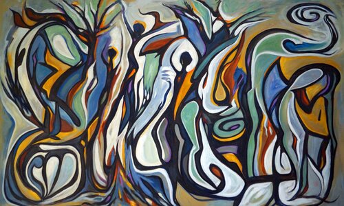 Danse Nocturne des Nymphes des Bois par Valerie Vescovi, Peinture en vente sur Singulart