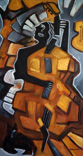 Musicien de Basse di Valerie Vescovi, Pittura in vendita su Singulart