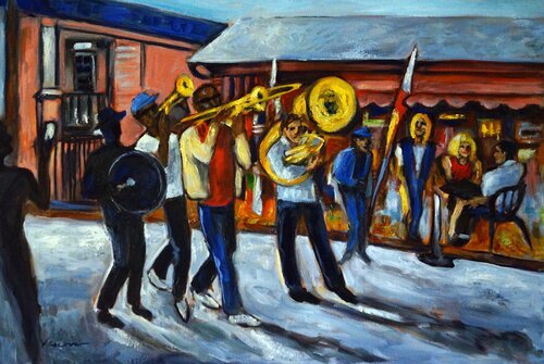 Jazz sur l'Avenue par Valerie Vescovi, Peinture en vente sur Singulart
