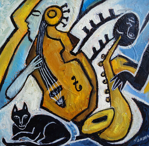 Black Cat Jazzz 2 di Valerie Vescovi, Pittura in vendita su Singulart