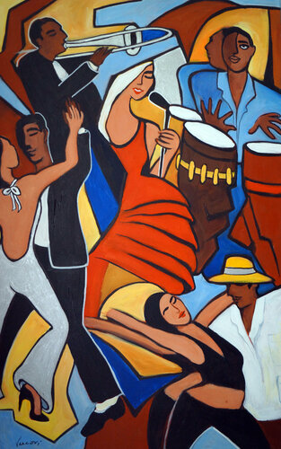 Salsa in Silver Lamé 2 di Valerie Vescovi, Pittura in vendita su Singulart