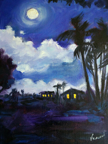 Moonlight Silhouettes by Valerie Vescovi, 회화 for Sale on Singulart