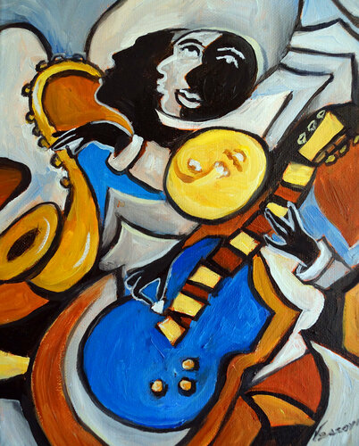 Blue Guitar 3 von Valerie Vescovi, Malerei kaufen auf Singulart