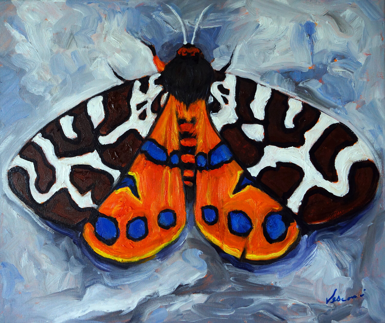 Papillon Tigre des Jardins Valerie Vescovi Originalgemälde zu verkaufen
