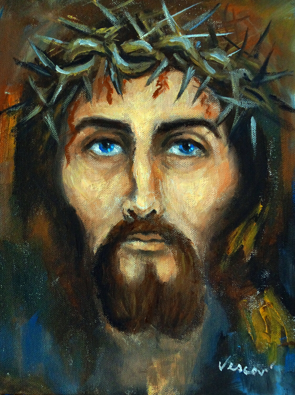 Face of Christ 1 Valerie Vescovi Originalgemälde zu verkaufen
