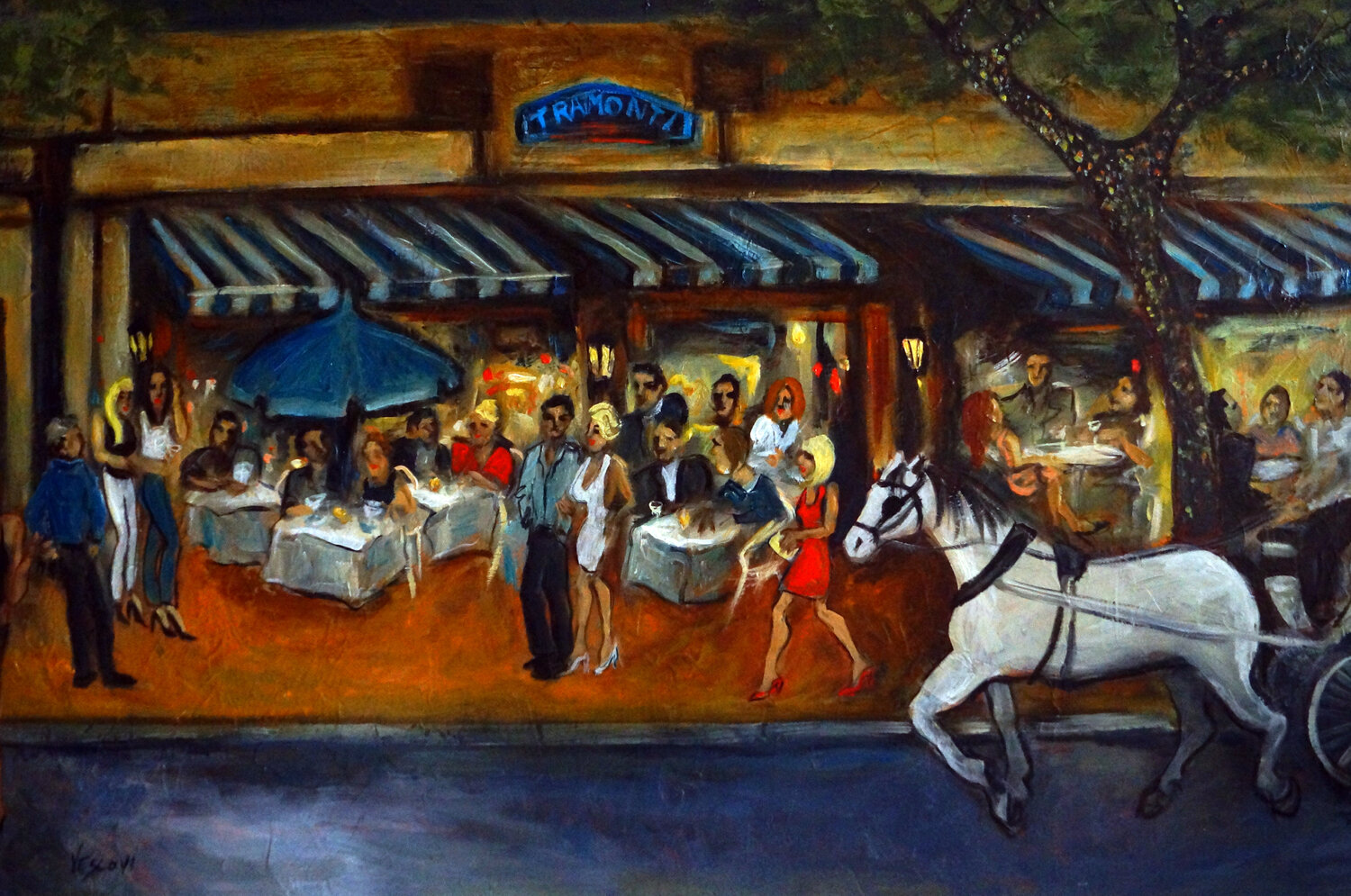 A Night on the Avenue Valerie Vescovi Originalgemälde zu verkaufen