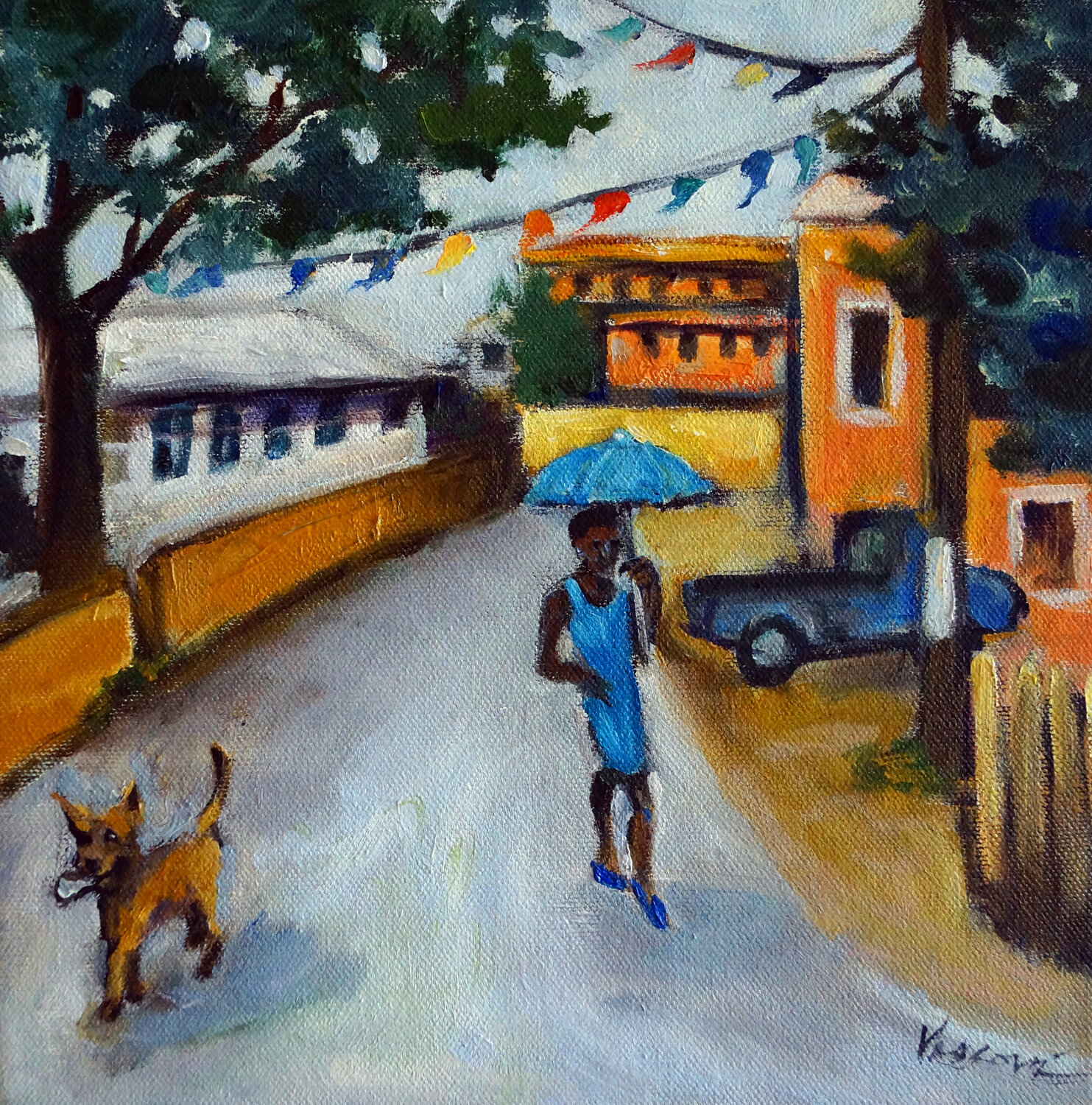 Bimini Street with a Pot Cake Valerie Vescovi Originalgemälde zu verkaufen