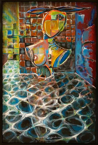 Robot Spa No. 1 by Jacek Lazuka, Painting for Sale on Singulart