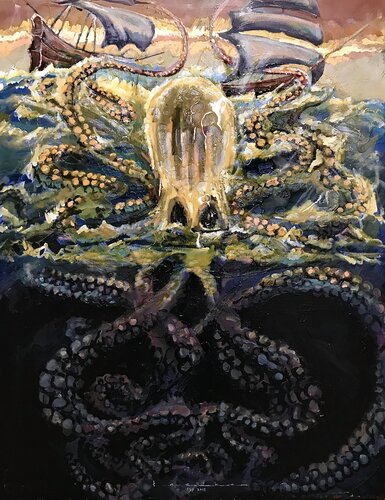 The Kraken par Jacek Lazuka, Peinture en vente sur Singulart