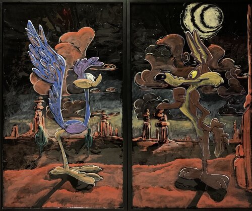 The Road Runner And Coyote par Jacek Lazuka, Peinture en vente sur Singulart