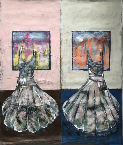Two Dresses by Jacek Lazuka, Painting for Sale on Singulart