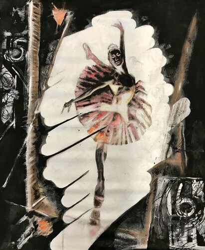 Ballerina in Black by Jacek Lazuka, Painting for Sale on Singulart