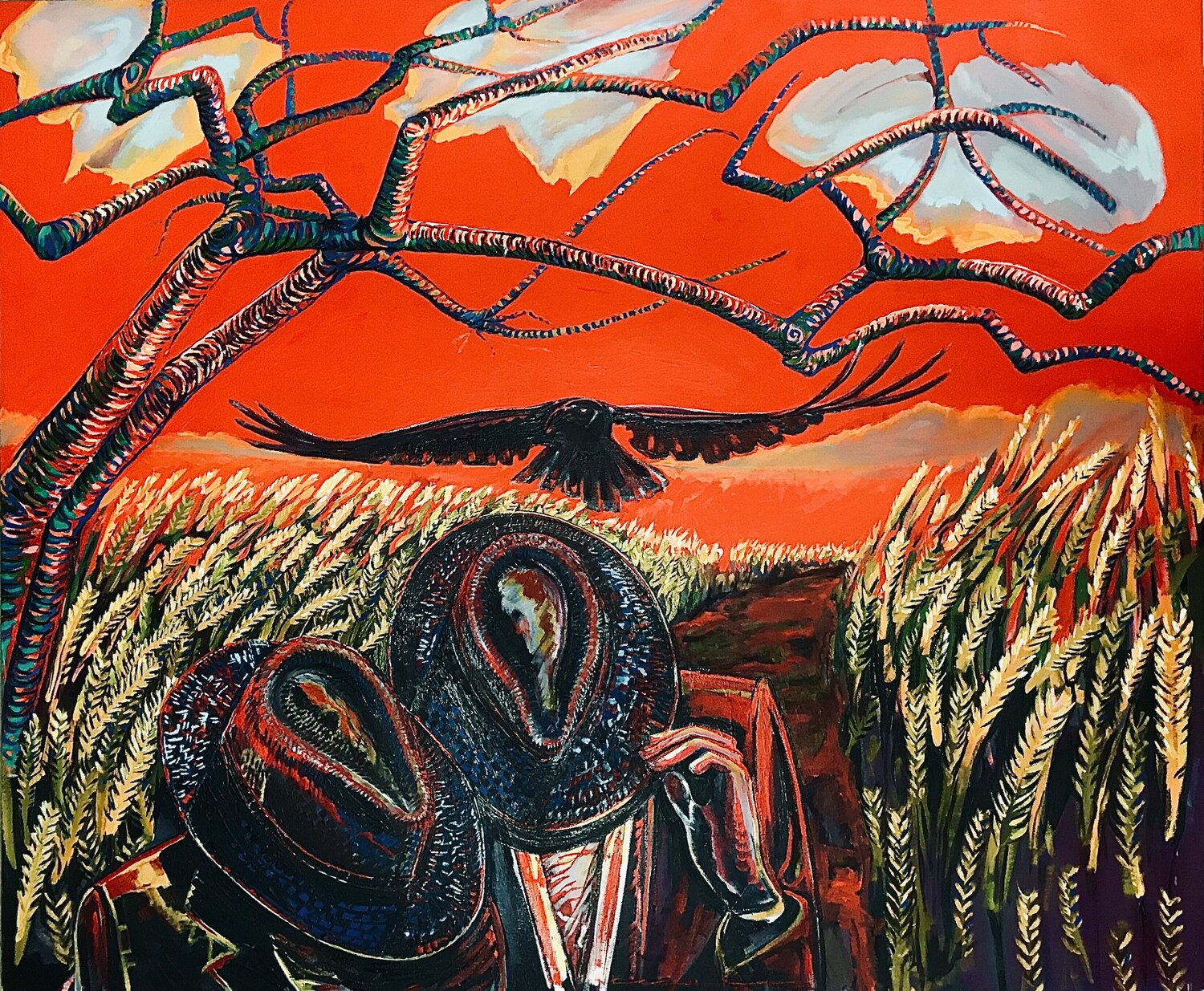 Tribute to Vincent Van Gogh in Red Jacek Lazuka Originalgemälde zu verkaufen
