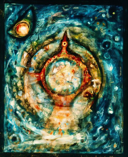 " Uccello Cosmico  " par Angelo Mazzoleni, Peinture en vente sur Singulart
