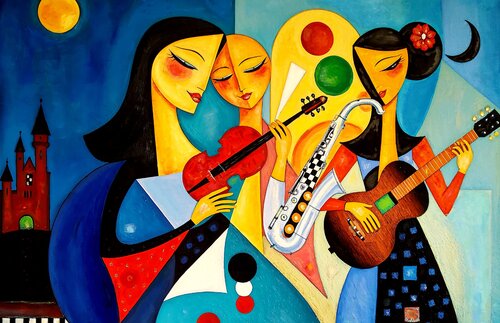 'Musiciste " par Angelo Mazzoleni, Peinture en vente sur Singulart