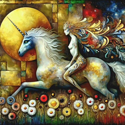 "Ragazza su unicorno 2 " von Angelo Mazzoleni, Digital kaufen auf Singulart