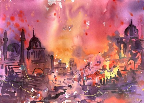The red city par Dieter Wystemp, Peinture en vente sur Singulart