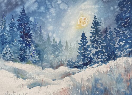 under the pale moon by Dieter Wystemp, Work on Paper for Sale on Singulart