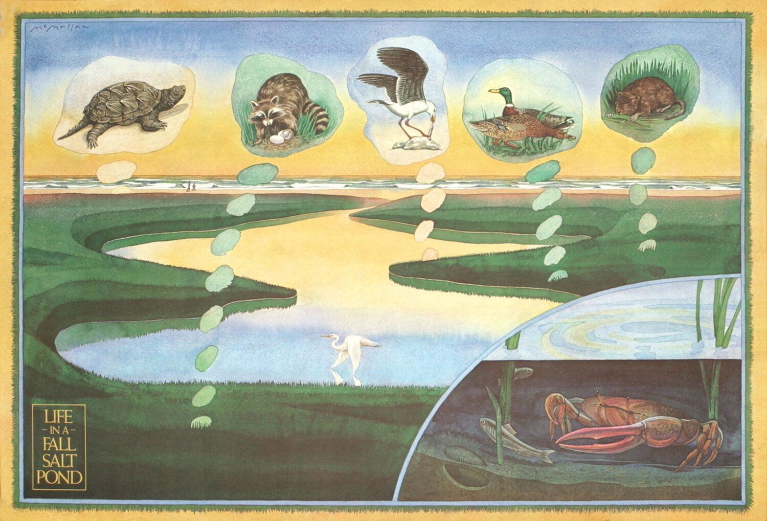 Life in a Fall Salt Pond - Offset Lithograph 22" x 32.25" James McMullan Druck zu verkaufen