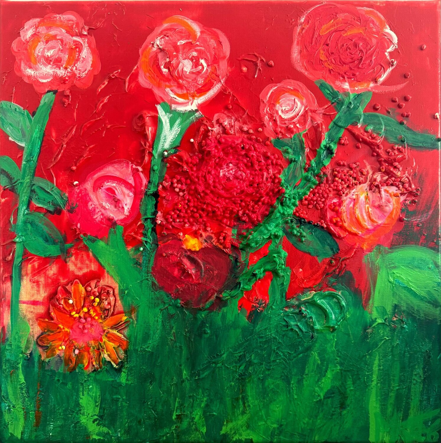 Grandma’s Roses Melanie Krause Originalgemälde zu verkaufen