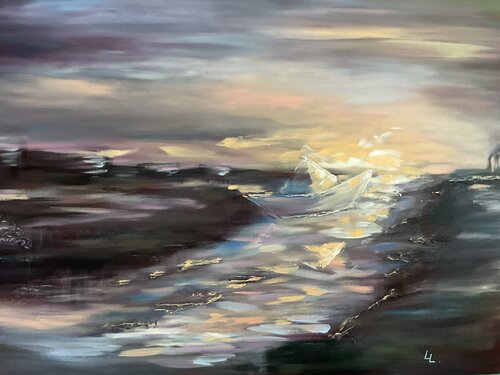 Abstract River Landscape Painting von Lyubov Lavrukhina, Malerei kaufen auf Singulart