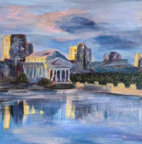Chelyabinsk - Abstract Sityscape Painting von Lyubov Lavrukhina, Malerei kaufen auf Singulart