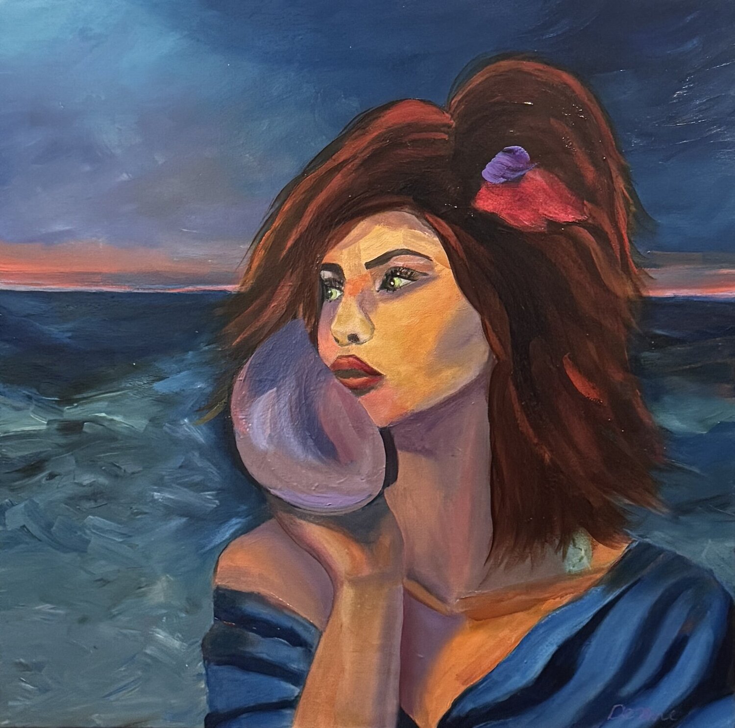 Listening to the Seas’ Memories Nancy DeMore Peinture originale à vendre