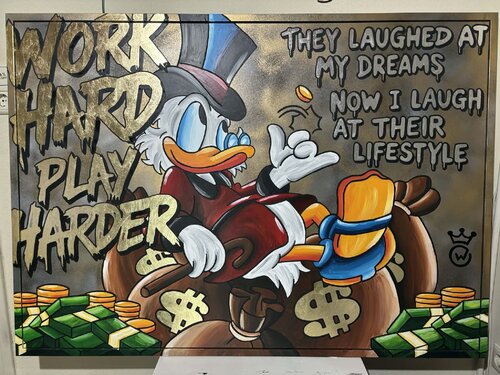 Scrooge mcduck work hard play harder by Xavier Van walsem, 絵画 for Sale on Singulart