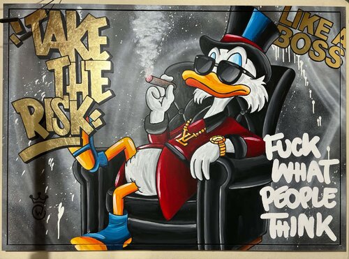 Scrooge mcduck work hard play harder by Xavier Van walsem, Painting for Sale on Singulart