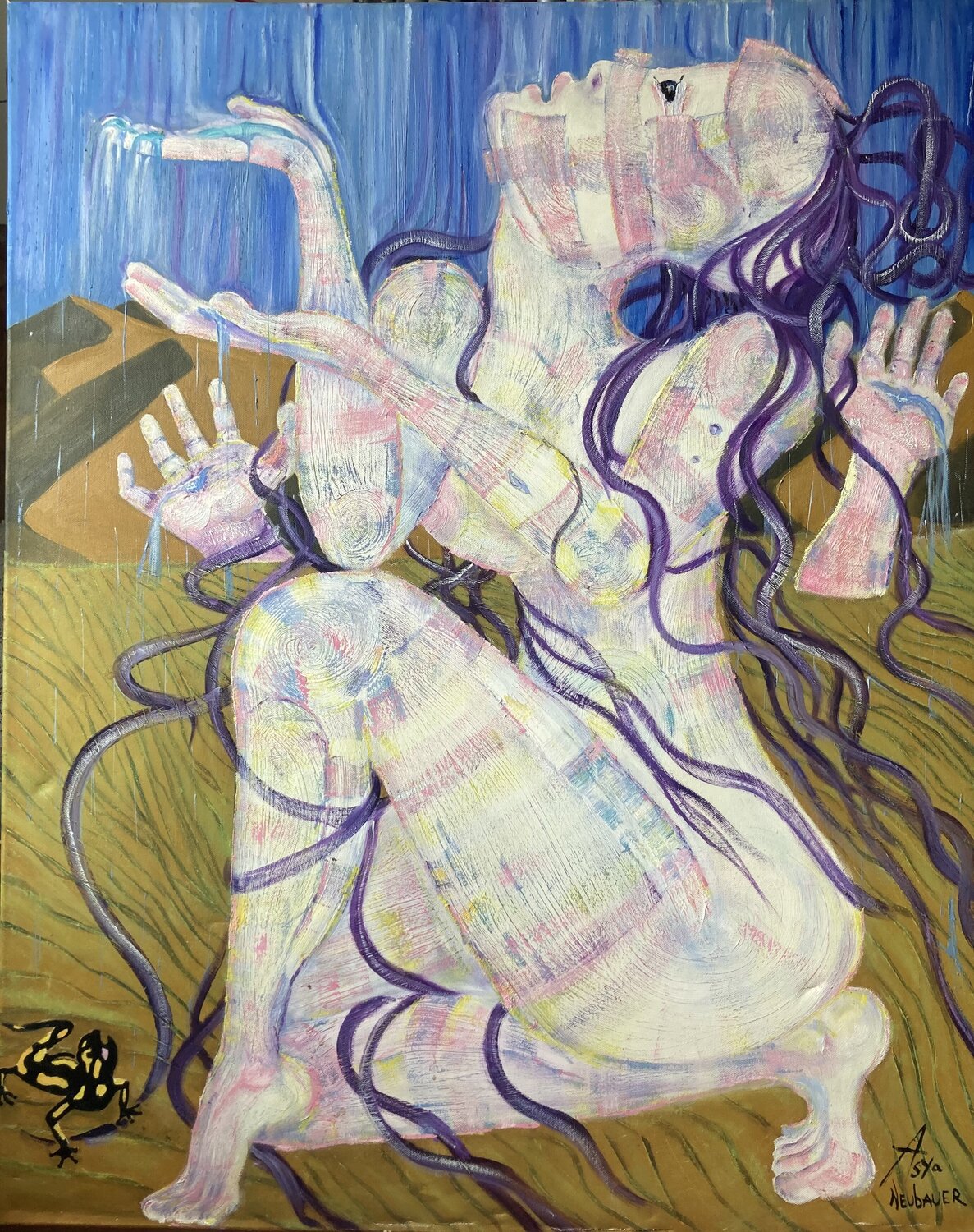 Rain in the desert Asya Neubauer Original painting for sale