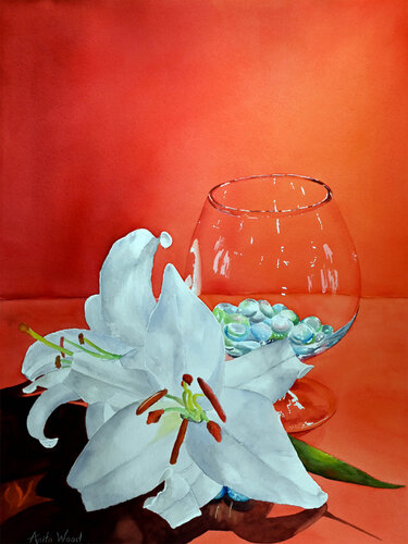 Lady in Red van Anita Wood, Werk op papier te koop op Singulart