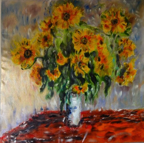 Golden Sunflowers by ARTUR ZALESKI, Painting for Sale on Singulart