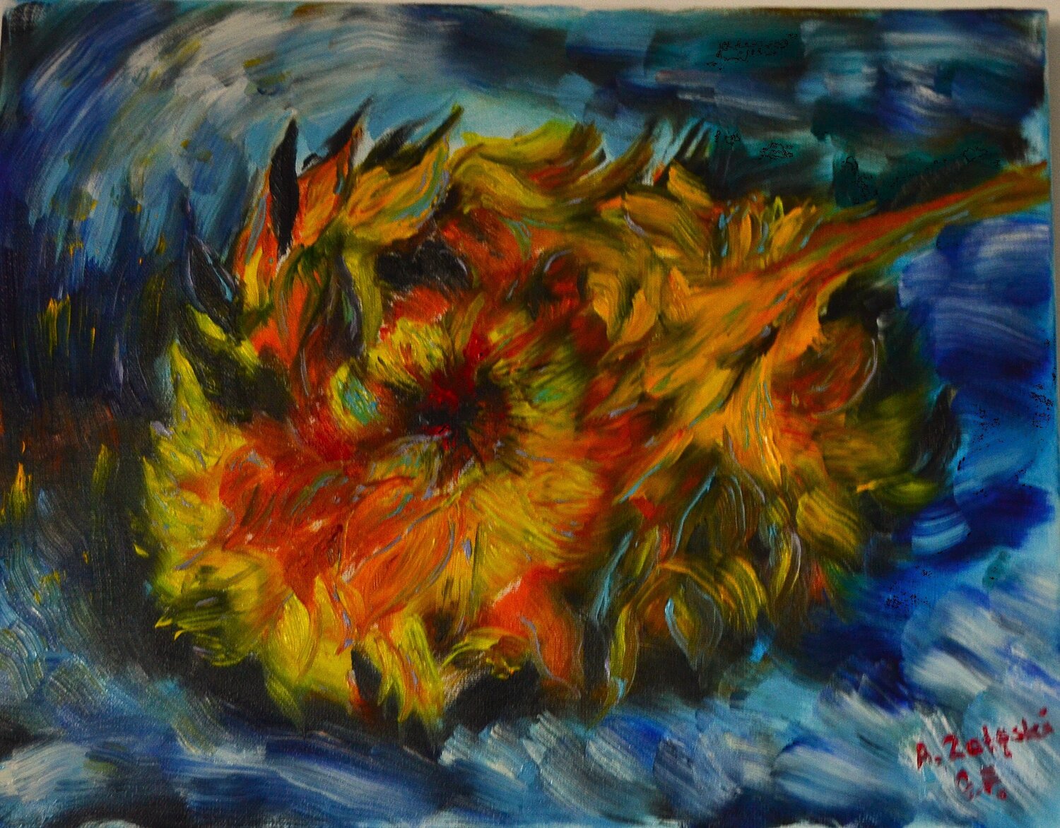 Solar Bloom of Emotion ARTUR ZALESKI Original painting for sale