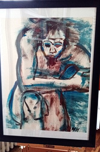 homme nu fond bleu di Nicole Halgrain, Pittura in vendita su Singulart