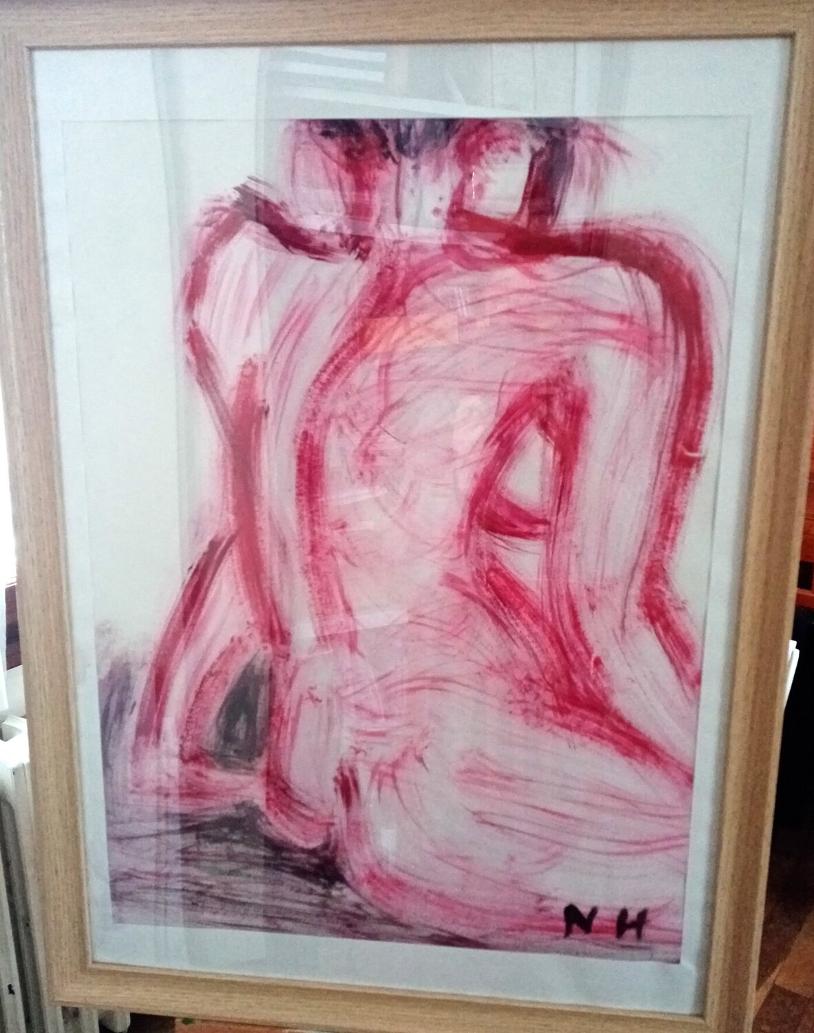 dos feminin rouge Nicole Halgrain Dipinto originale in vendita
