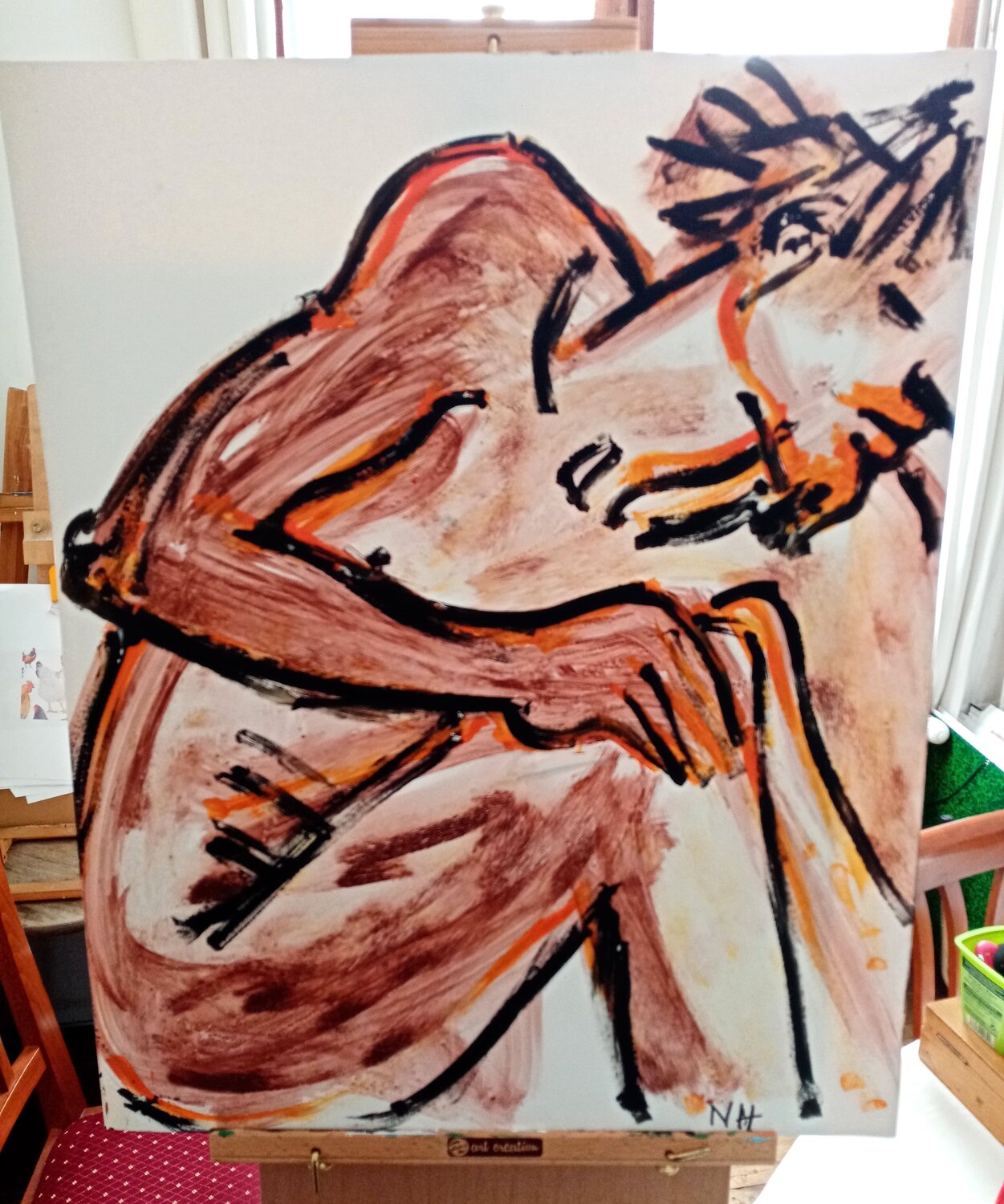 jeune homme au repos Nicole Halgrain Original painting for sale