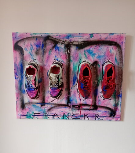 Mes chaussures et celles de mon filsKelvin par Franck Rivoal, Peinture en vente sur Singulart