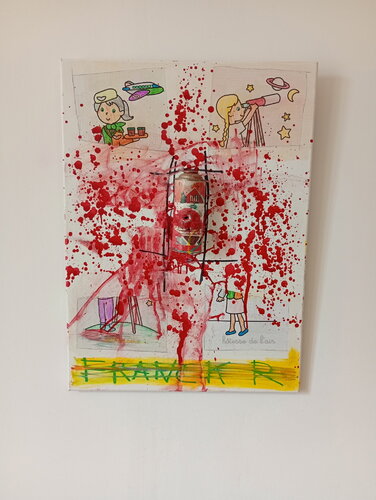 Tire à la carabine 4,5mm sur la bombe aerosol by Franck Rivoal, Painting for Sale on Singulart