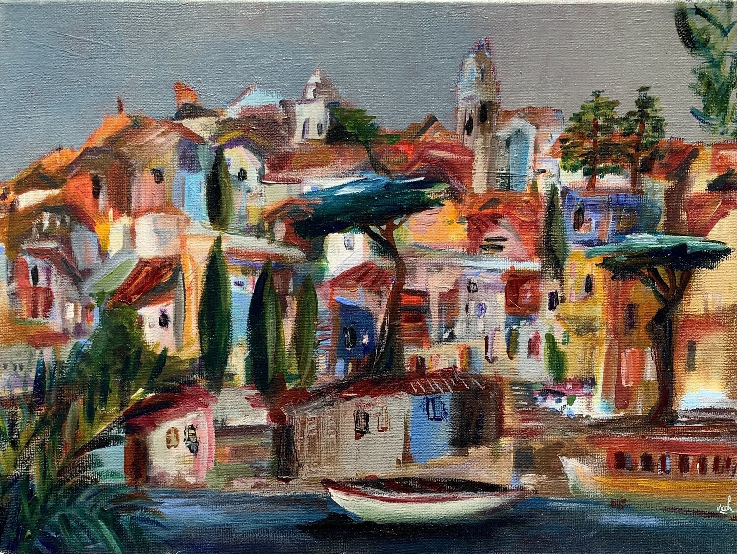 Un soir rouge Christelle Veron Cherbonnier Pintura original en venta