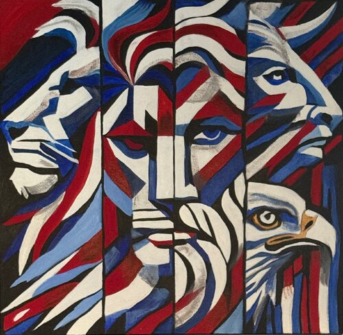 The Four Faces of God by Christopher Lee Chang, Painting for Sale on Singulart