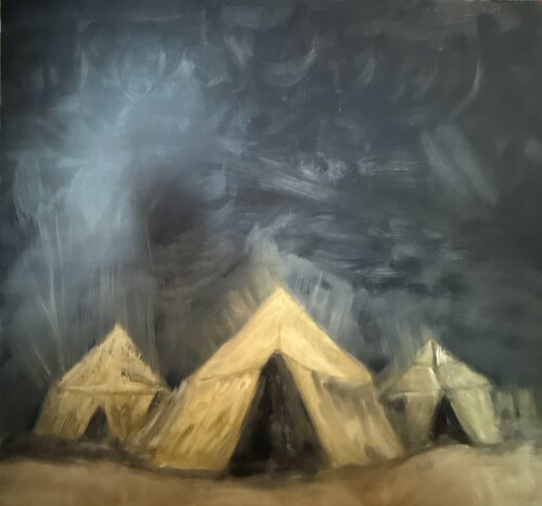 A Study of Three Tents par Christopher Lee Chang, Peinture en vente sur Singulart